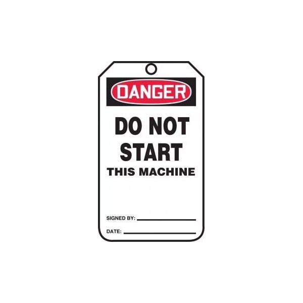 Accuform Safety Tags, DANGER DO NOT START THIS MACHINE, 8.5in x 3.875in, RP-Plastic, 5PK MDT262PTM - main
